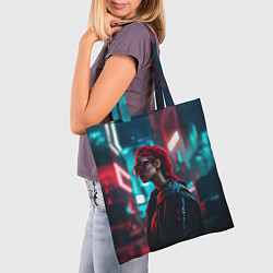Сумка-шопер Девушка в больших очках, цвет: 3D-принт — фото 2