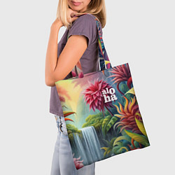 Сумка-шопер Гавайские тропические цветы - алоха, цвет: 3D-принт — фото 2