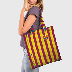 Сумка-шопер Полосатые цвета футбольного клуба Барселона, цвет: 3D-принт — фото 2