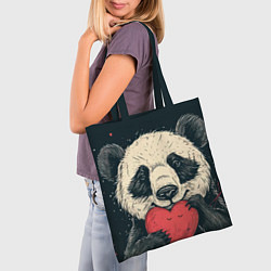 Сумка-шопер Влюбленная панда обнимает сердечко, цвет: 3D-принт — фото 2