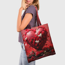 Сумка-шопер Сердце и розы 14 февраля, цвет: 3D-принт — фото 2
