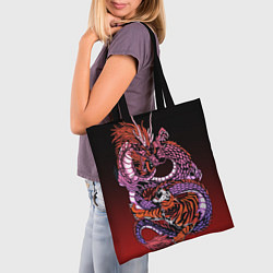 Сумка-шопер Дракон и тигр в год дракона, цвет: 3D-принт — фото 2