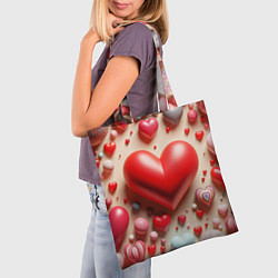 Сумка-шопер Сердце - шары, цвет: 3D-принт — фото 2