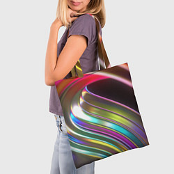 Сумка-шопер Неоновый крученный металл разноцветный, цвет: 3D-принт — фото 2