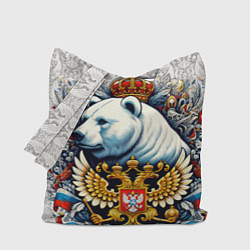 Сумка-шопер Белый медведь с короной, цвет: 3D-принт