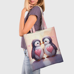 Сумка-шопер Два влюбленных пингвина, цвет: 3D-принт — фото 2