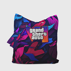 Сумка-шопер Gta лого камуфляж яркие листья, цвет: 3D-принт