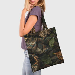 Сумка-шопер Реалистичный охотничий камуфляж из ткани и листьев, цвет: 3D-принт — фото 2