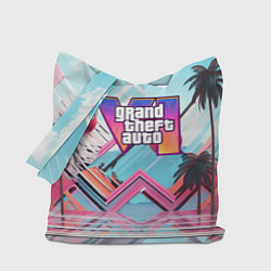 Сумка-шопер Gta 6 логотип в стиле vice city, цвет: 3D-принт