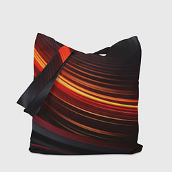 Сумка-шопер Яркая оранжевая полосы на черной абстракции, цвет: 3D-принт