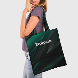 Сумка-шопер Palworld лого на темном зеленом фоне, цвет: 3D-принт — фото 2