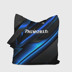 Сумка-шопер Palworld logo blue neon abstract, цвет: 3D-принт