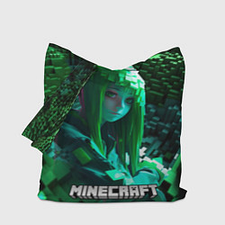 Сумка-шопер Minecraft девушка зеленый мир, цвет: 3D-принт