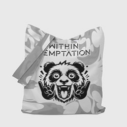 Сумка-шопер Within Temptation рок панда на светлом фоне, цвет: 3D-принт