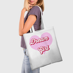 Сумка-шопер Девушка-мечта и розовое сердце, цвет: 3D-принт — фото 2