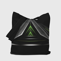 Сумка-шопер Black green abstract nvidia style, цвет: 3D-принт