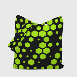 Сумка-шопер Зеленые соты киберпанк, цвет: 3D-принт