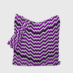 Сумка-шопер Фиолетовые и белые ломаные линии, цвет: 3D-принт