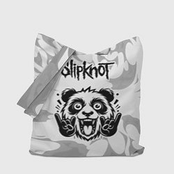 Сумка-шопер Slipknot рок панда на светлом фоне, цвет: 3D-принт