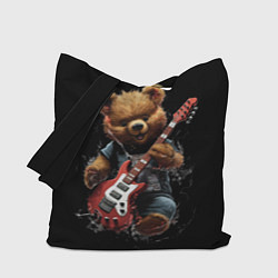 Сумка-шопер Большой плюшевый медведь играет на гитаре, цвет: 3D-принт