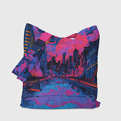 Сумка-шопер Город в психоделических цветах, цвет: 3D-принт