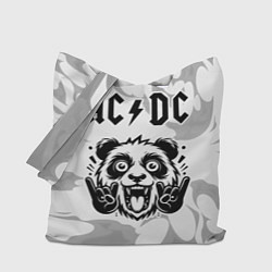 Сумка-шопер AC DC рок панда на светлом фоне, цвет: 3D-принт