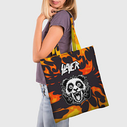 Сумка-шопер Slayer рок панда и огонь, цвет: 3D-принт — фото 2