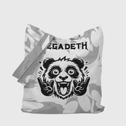 Сумка-шопер Megadeth рок панда на светлом фоне, цвет: 3D-принт