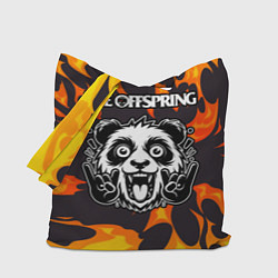 Сумка-шопер The Offspring рок панда и огонь, цвет: 3D-принт