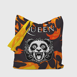 Сумка-шопер Queen рок панда и огонь, цвет: 3D-принт