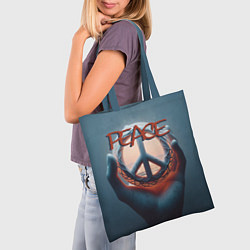 Сумка-шопер Знак мира в ладони, цвет: 3D-принт — фото 2