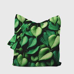 Сумка-шопер Зеленые листья и мох, цвет: 3D-принт
