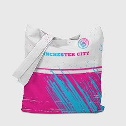 Сумка-шопер Manchester City neon gradient style посередине, цвет: 3D-принт