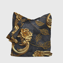 Сумка-шопер Золотые объемные узоры на ткани, цвет: 3D-принт