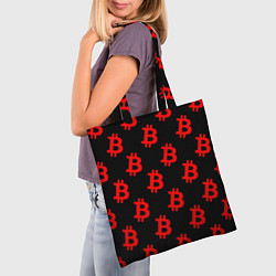 Сумка-шопер Bitcoin red logo money, цвет: 3D-принт — фото 2