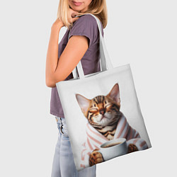 Сумка-шопер Котик в халате, цвет: 3D-принт — фото 2