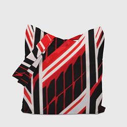 Сумка-шопер Red and white lines on a black background, цвет: 3D-принт