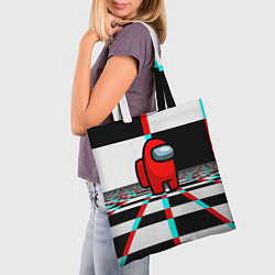 Сумка-шопер Among us games optical chessboard, цвет: 3D-принт — фото 2