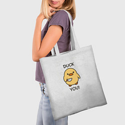 Сумка-шопер Уточка с ножом duck you meme, цвет: 3D-принт — фото 2