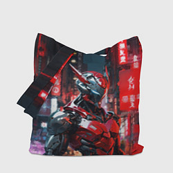 Сумка-шопер Бронированный красный киборг, цвет: 3D-принт