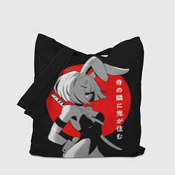 Сумка-шопер Секси девушка-самурай с заячьими ушками- иероглифы, цвет: 3D-принт