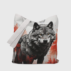 Сумка-шоппер Одинокий волк среди леса