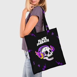 Сумка-шопер Black Sabbath неоновый череп, цвет: 3D-принт — фото 2