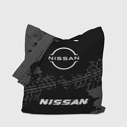 Сумка-шопер Nissan speed на темном фоне со следами шин по-цент, цвет: 3D-принт