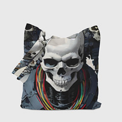 Сумка-шопер Cool cyber skull - ai art fantasy, цвет: 3D-принт