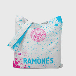 Сумка-шопер Ramones neon gradient style по-центру, цвет: 3D-принт