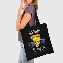 Сумка-шопер No pain - no pizza, цвет: 3D-принт — фото 2