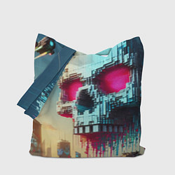 Сумка-шопер Cool pixel skull - ai art fantasy, цвет: 3D-принт