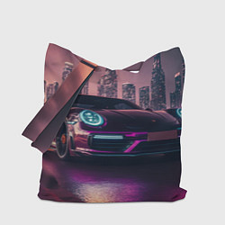 Сумка-шопер Porshe ночной город, цвет: 3D-принт
