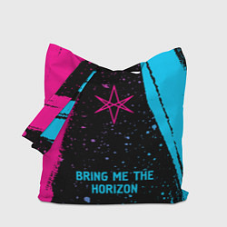 Сумка-шопер Bring Me the Horizon - neon gradient по-центру, цвет: 3D-принт